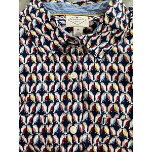 St John’s Bay NWT Whimsy Bird Print Blouse Top 100% Cotton Size M